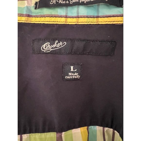 Crocker Men's Dress Shirt Multicolor Short Sleeve 100% Cotton Size L - Picture 4 of 10